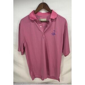 Pinehurst CC Donald Ross Mens M Performance Golf Polo Shirt Pink Blue Striped